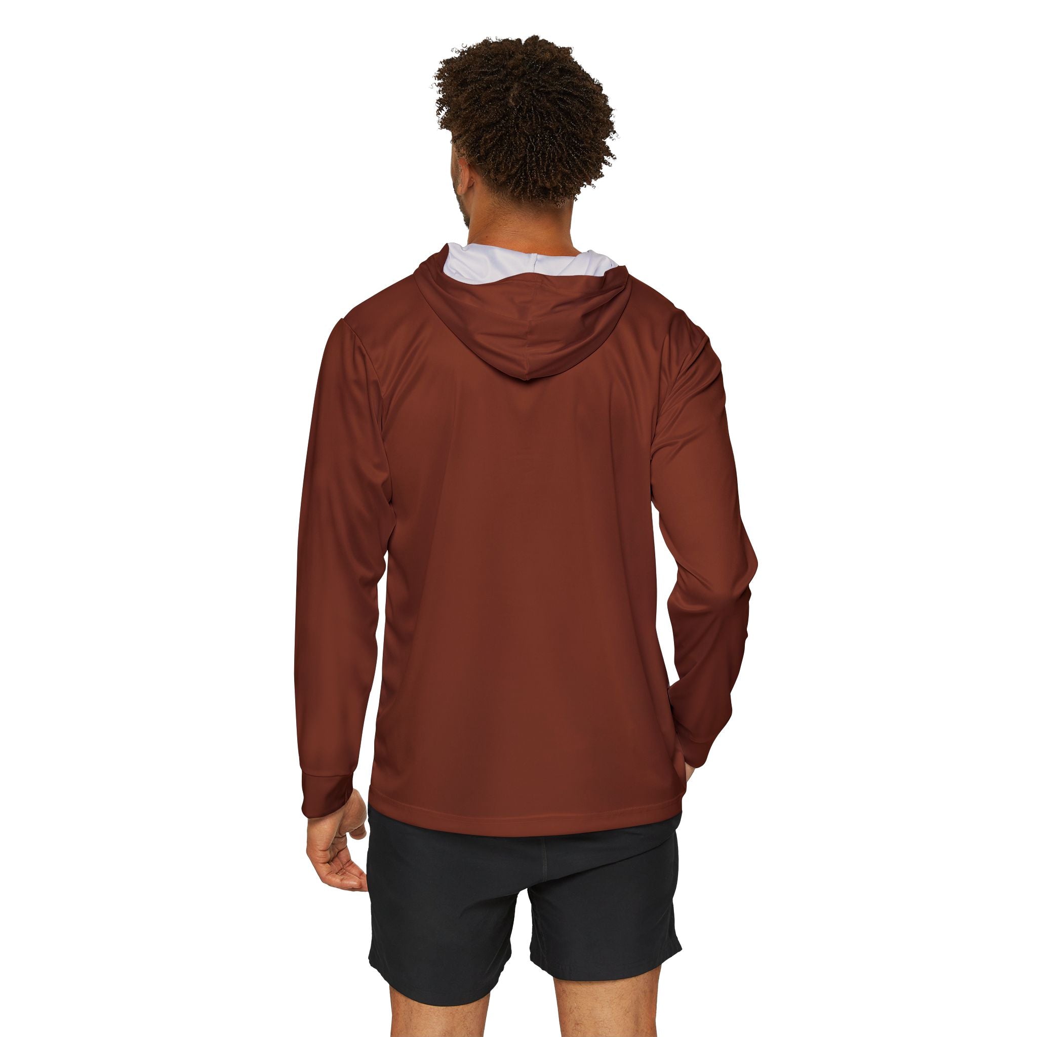Brown Athletic Warmup Hoodie — Minimal Logo Sports Pullover