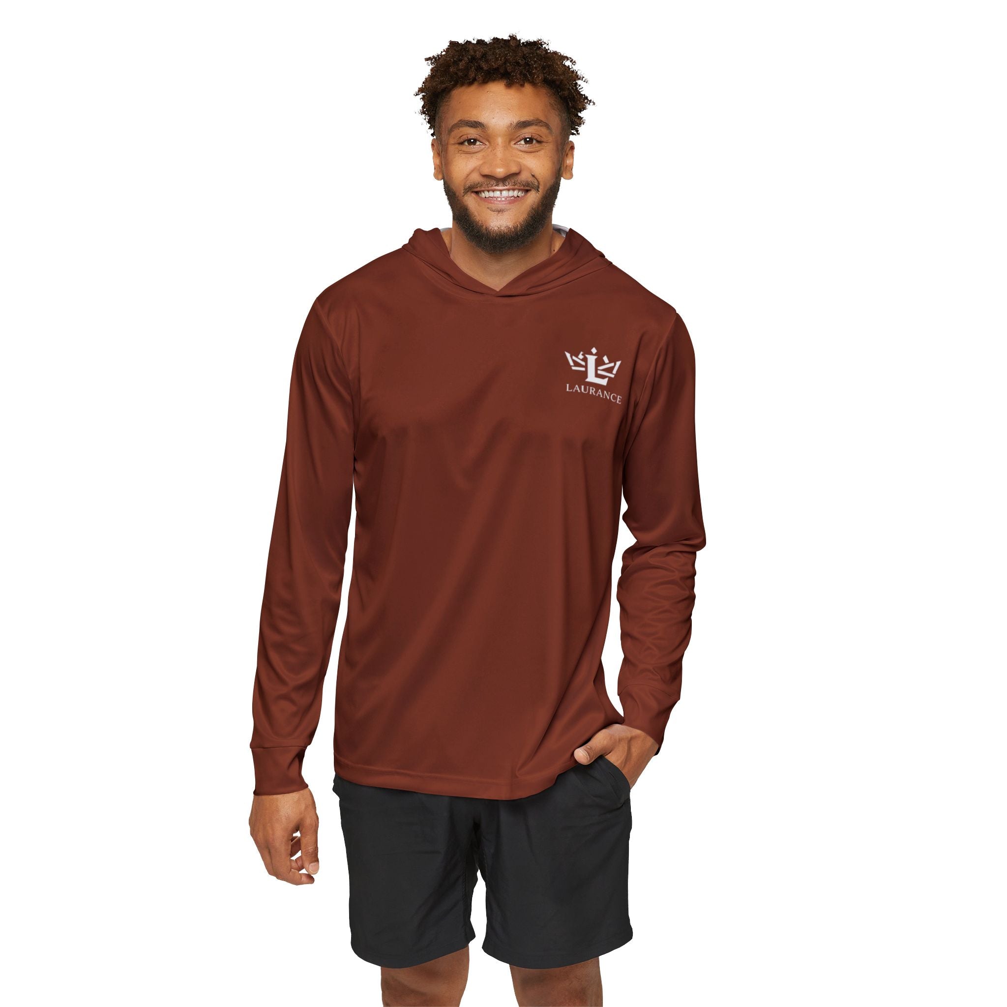 Brown Athletic Warmup Hoodie — Minimal Logo Sports Pullover